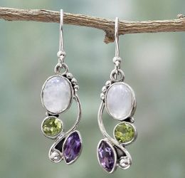 Dangle hook earrings natural stone. aretes de piedras naturales