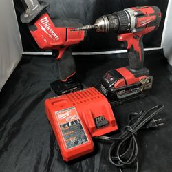 Milwaukee j86ad1937 brushless drill 1/2” + Hacksaw Reciprocating Broshless saw + charger