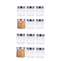 12 pack Clear Glass Jars with Stainless Steel Lids