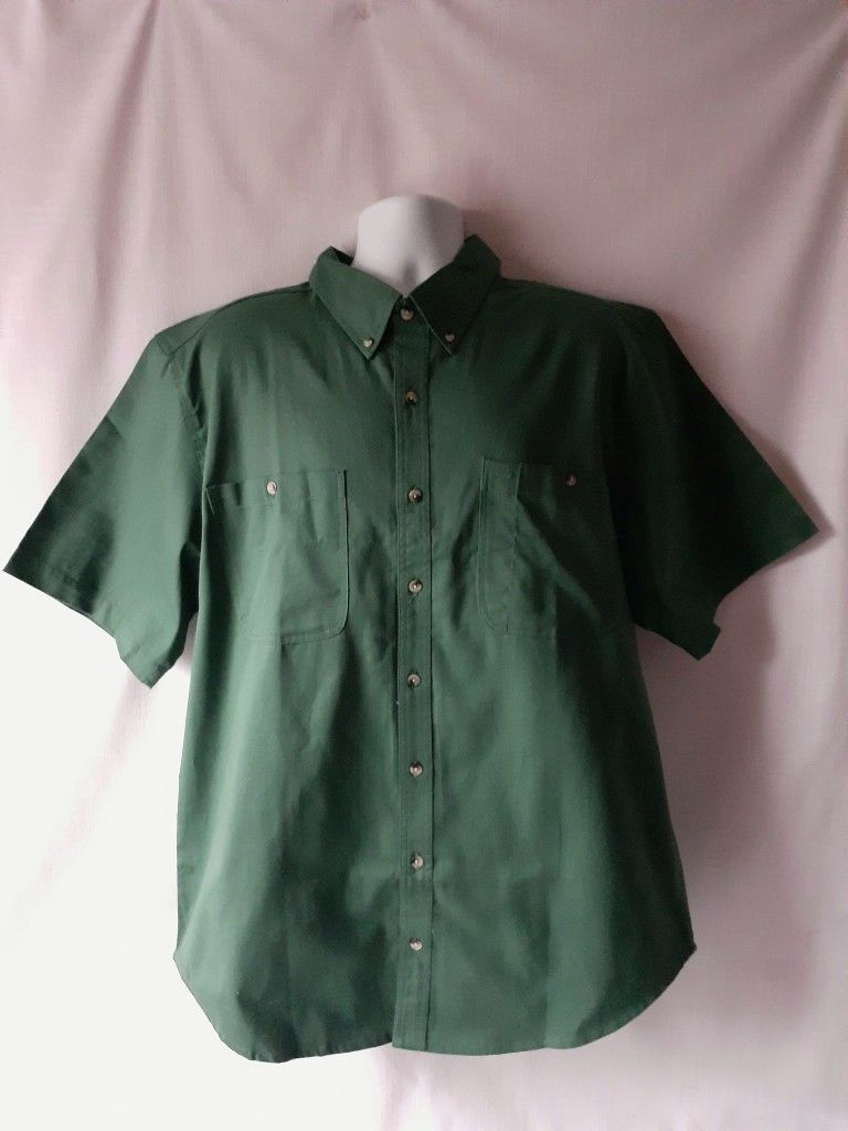 Scandia Woods men's green short-sleeve button-down shirt size XLG TL