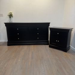 Black 2-Piece Bedroom Set – 6 Drawer Dresser + Nightstand