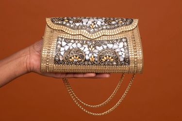Brand New Mosaic Clutch For Sale. Vintage Style Metal Purses