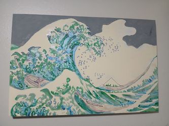 Custom Hand-Painted "Great Wave off Kanagawa" Inspired Canvas Art