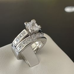 Women Engagement Wedding Ring Set .925 Sterling Silver Size 4. 5.10