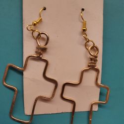 Holy Cross Shaped, Stainless Steel Earring Set With French Hooks & Rubber Backs