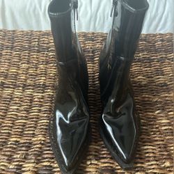 Black Patent Leather Booties 