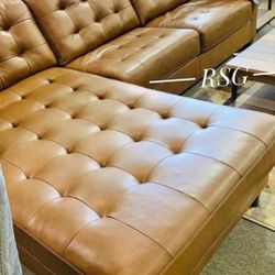 Brown Leather 2-Piece Sectional with Chaise ⭐No Needed Credit Check ⚡ $39 Down Payment with Financing
2337