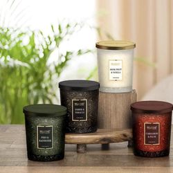 Bellevue Luxury Candles Embossed Glass 12 oz Pack 4
