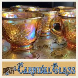 Harvest Contemporary Carnival Glass punch bowl glasses- BUNDLE of 11