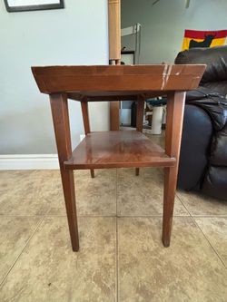 Wood Two-Tier Side End Table
