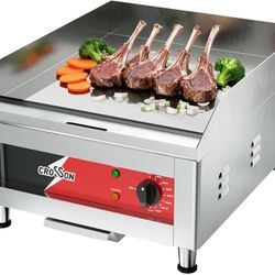 16"*16" Electric Chrome Plated Griddle,Commercial Countertop Flat Top Griddles with Non-Stick 2/5" Thick Iron Cooking Plate for Restaurant and home us