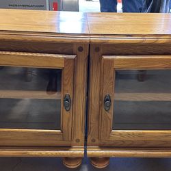 Oak Stereo/TV Console, Coffee Table And End Table