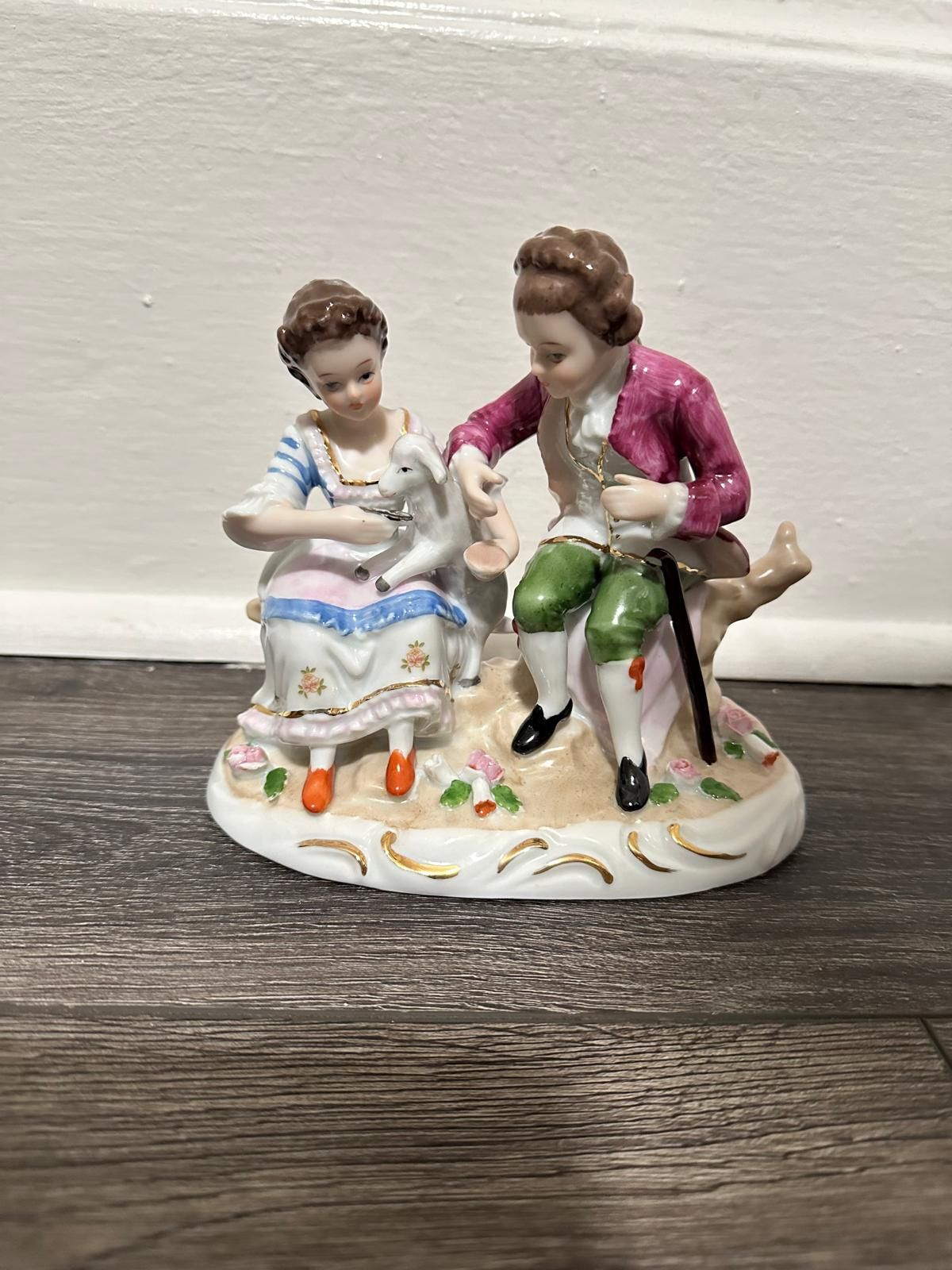Vintage CDC Rokoko 1720-80 Porcelain Statue Couple Figure Handmade