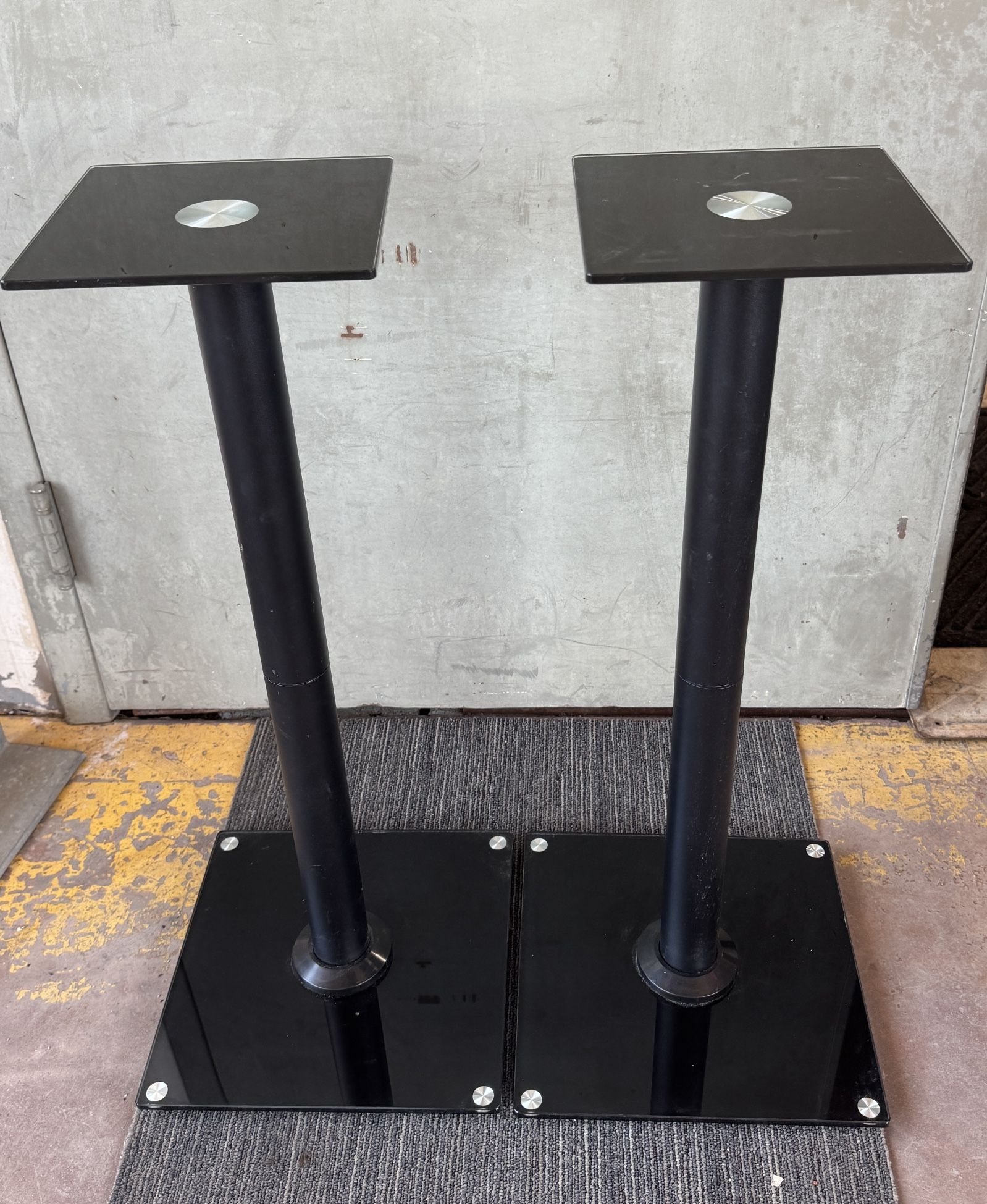 Pair Monoprice Speaker Stands - 28" Tall - Glass & Metal - 12x12 Base