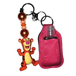 Tigger (Winnie the Pooh) Custom Keychain with Sanitizer Bottle & Pink Holder