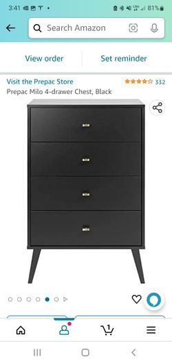1x 4 Drawer Dresser + 1x Nightstand Black Assembled