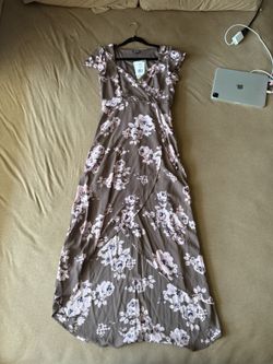 New Womens Brown/pink Floral Dress High Low 