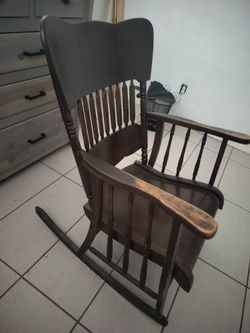 Antique Pressed Back Oak Rocking Chair