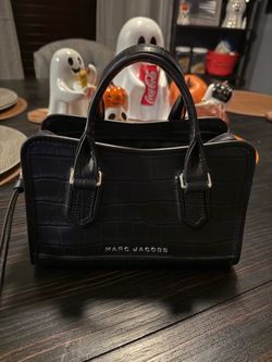 Marc Jacobs Black Croc-Embossed Mini Tote Bag