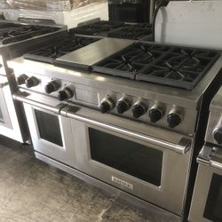 Wolf 48” Stainless Steel Double Oven Gas Range Stove 