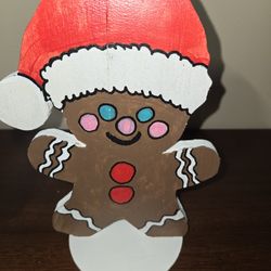 Handmade Wooden Christmas Gingerbread Man Decor – Festive Shelf Sitters – Holiday Home Decorations