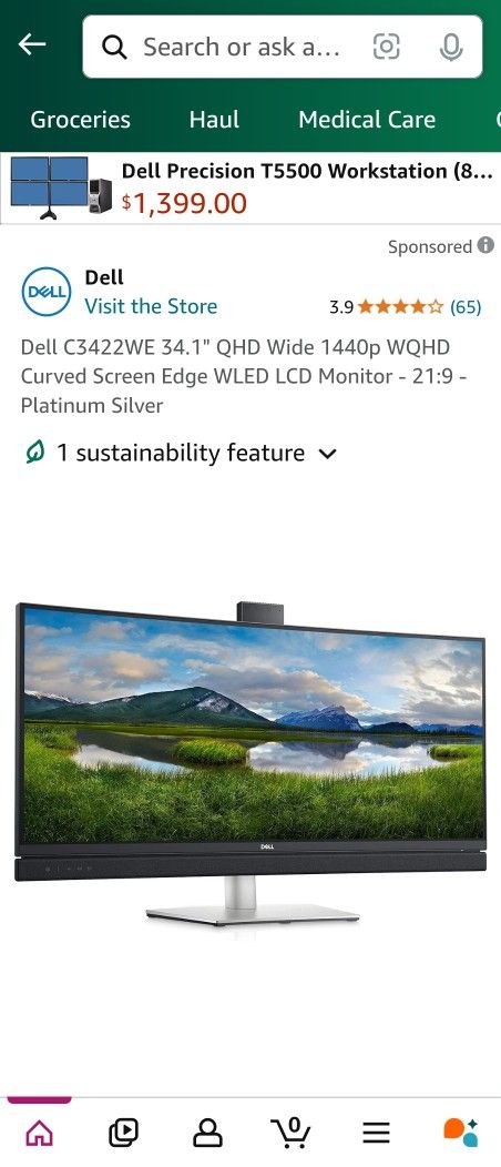 Dell Monitor 34" Curved