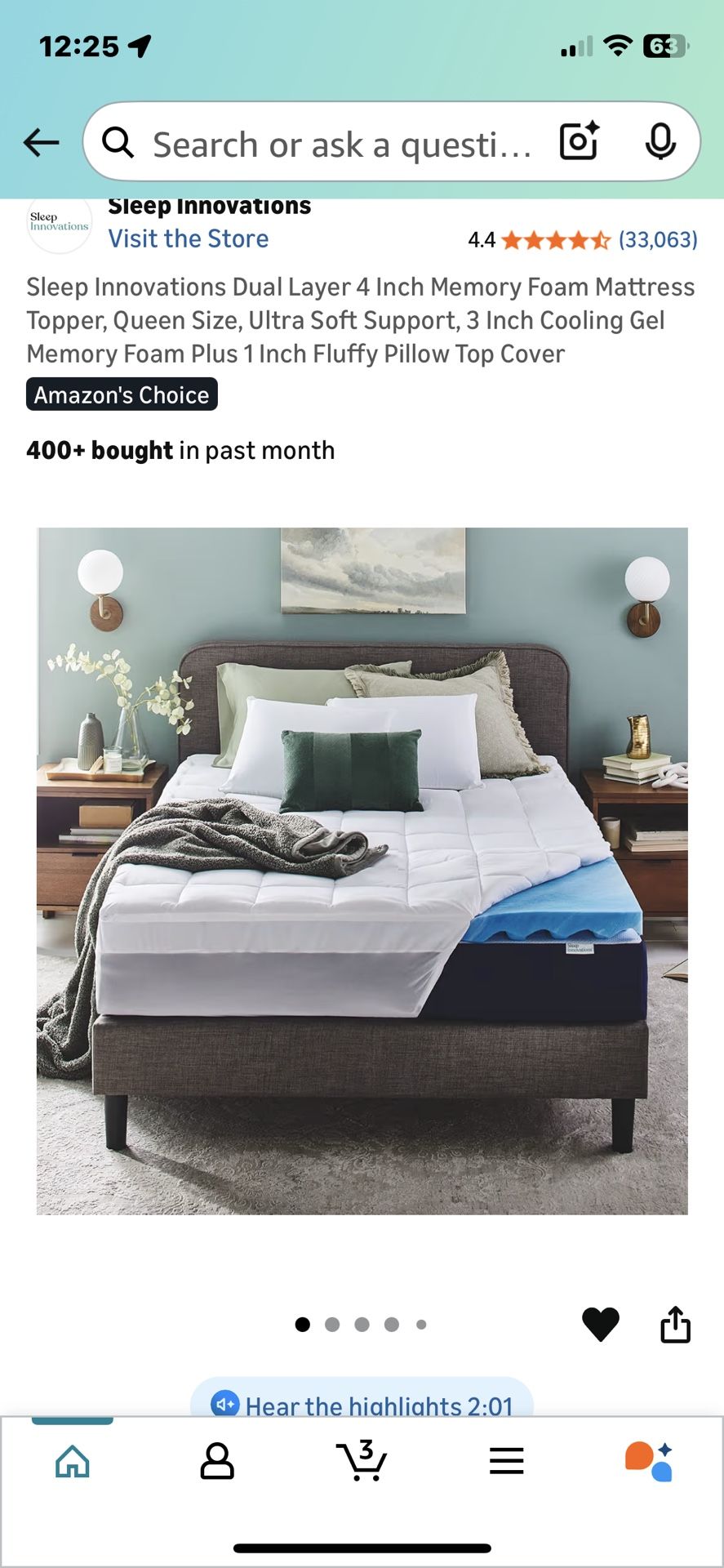 4” Queen Memory Foam With Plush Topper