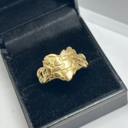 Ladies 14k Gold Nugget Heart Ring 