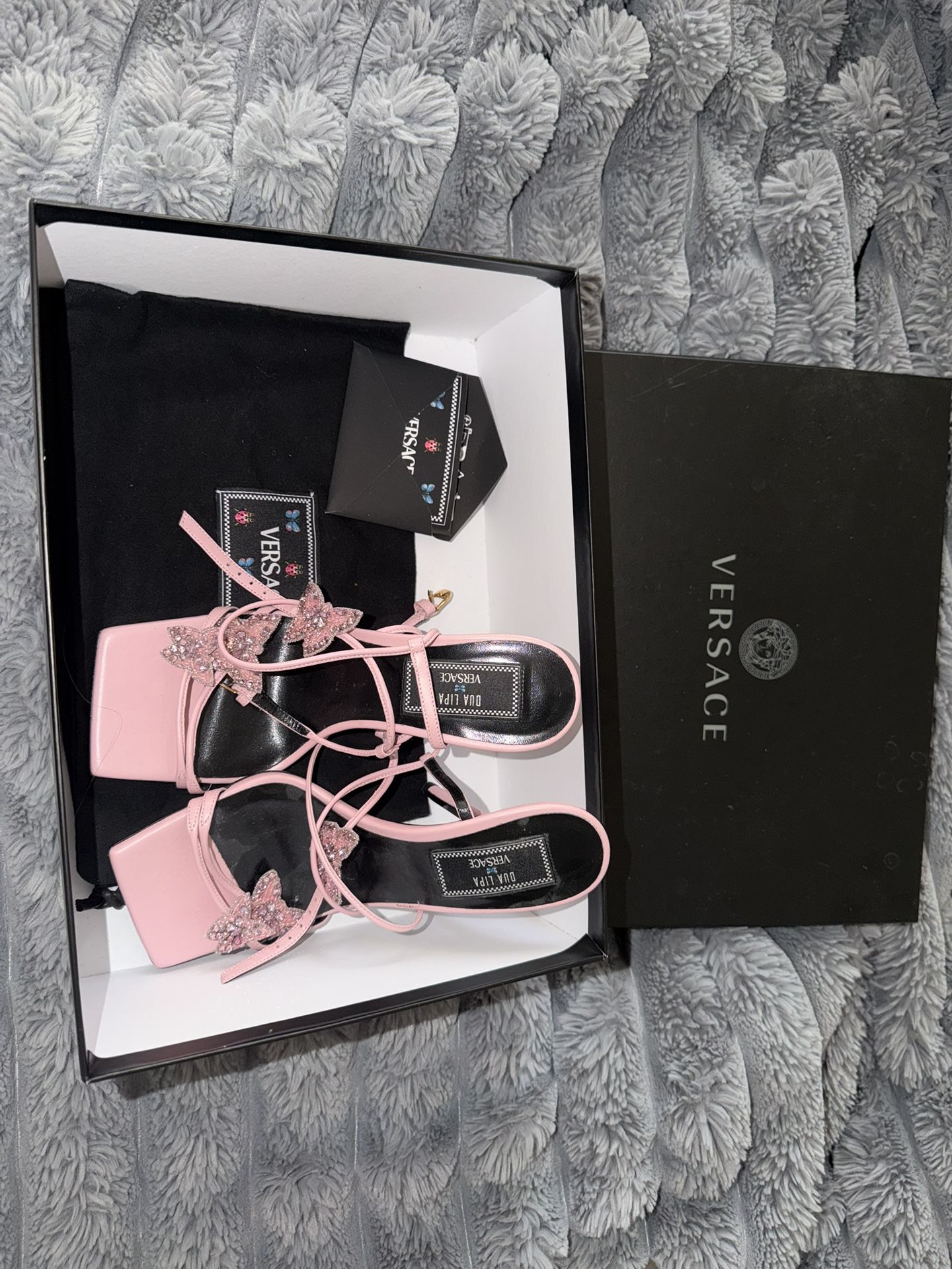 Versace Light Pink Butterfly Heels Size 36 1/2