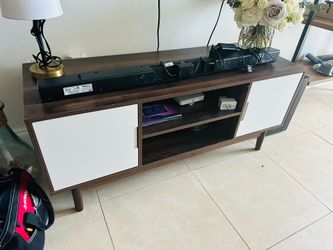 Mid-Century Modern TV Stand with Doors