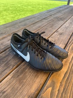 Nike tiempo black and blue turf cleats