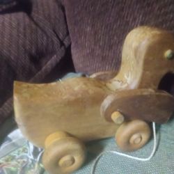 Vintage Handcrafted Duck Pull Toy