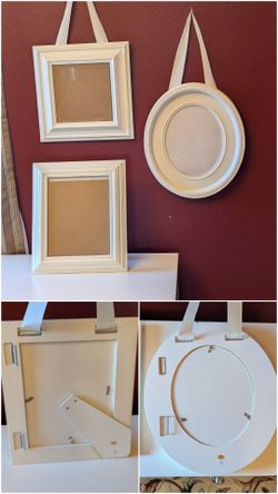 Set of 3 Pottery Barn Kids Ribbon-Hanging Photo Frames - White