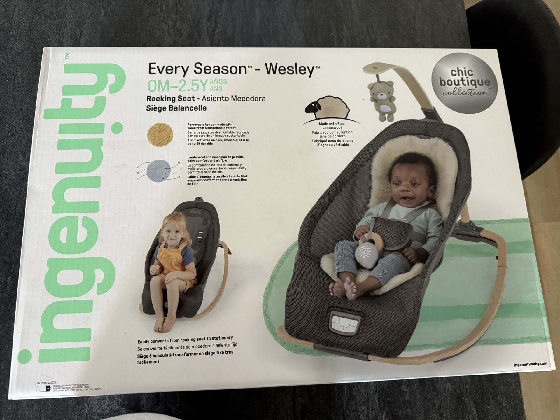 Ingenuity Wesley Baby Swing Rocker - Gray & Beige