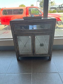 Mirrored Wood Shabby Chic Cabinet with Crab Door Knobs