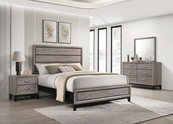 Bedroom set 4 pc Queen size Light Taupe finish, New Especial price 