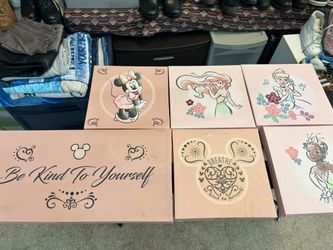 Disney Princess 4 Pack Square Canvas Wall Art Set, 11''x11'' each