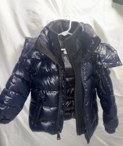 SAM Kids Unisex Blue Nylon Puffer Jacket Hooded Full Zip Size 4