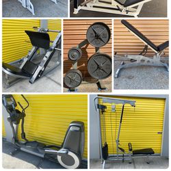 Power Racks, Squat Racks, Leg Press, Dumbbell , Olympic Weight Plates, Bench, Bars, Functional Trainers Treadmill Elliptical Spin Bike