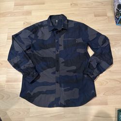 STUSSY Camo Shirt stüssy international Camouflage blue gray black Sz Large