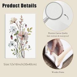 Wildflower Canvas Wall Art Pink Watercolor Botanical Floral Poster Prints Set of 3 Modern Minimalist Flower