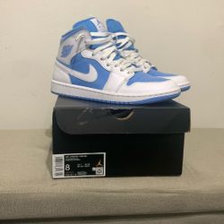 Jordan 1, Mid White And Blue Men’s Size 8