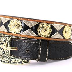 Western Belt Cowboy Gold Silver Black Brown Bull Rider Cowboy Prayer Concho Belt Pants 28 30 32 34 36 38 Cinto Vaquero