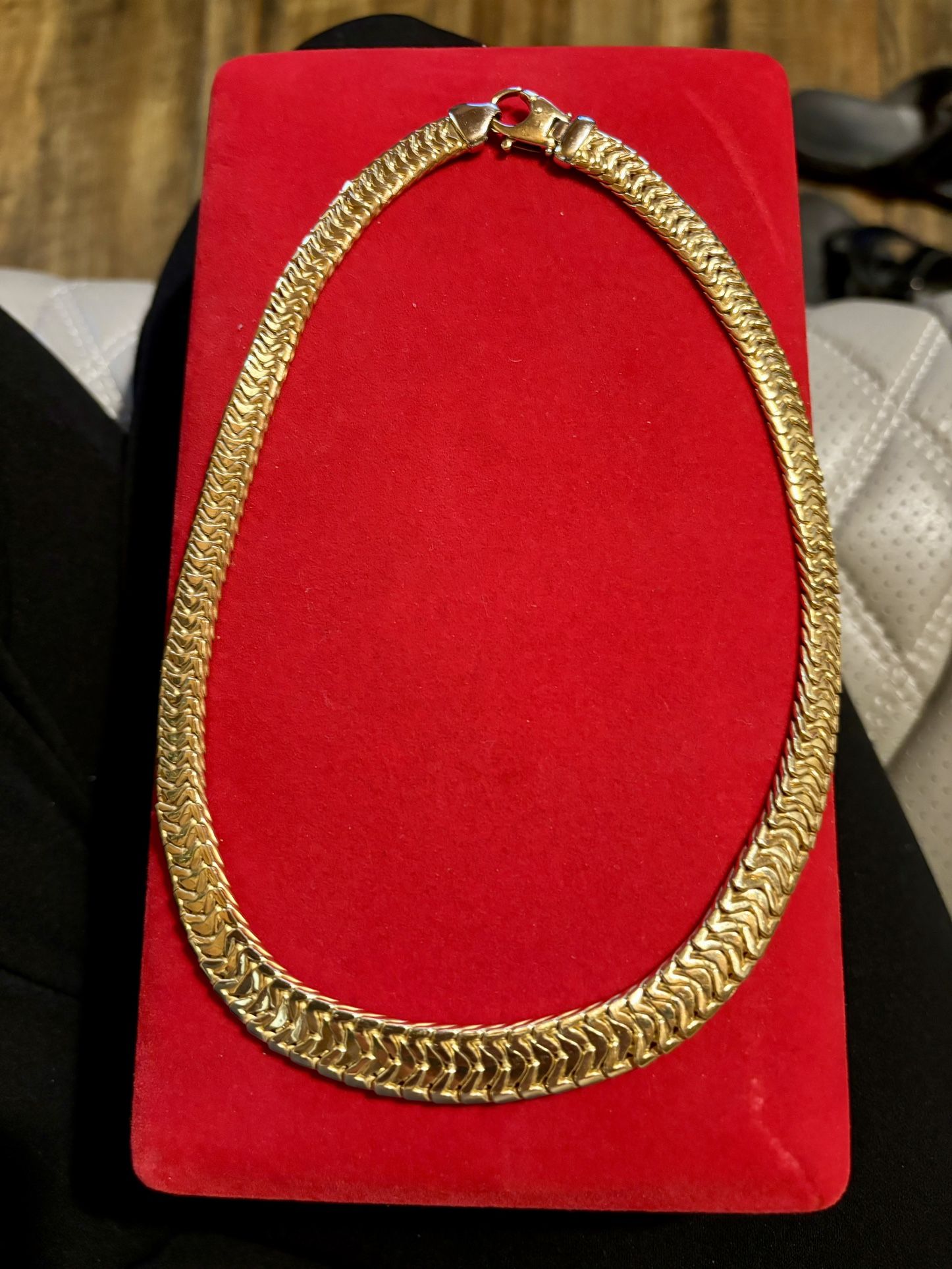 18k Solid Heavy Wide 18” Necklace 57.21 Grams