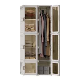 ANTBOX Portable Wardrobe Closet Storage Organizer for Clothes,Suitable for Living Room, Bedroom,Plastic Wardrobe with Magnetic Transparent Door and Ea