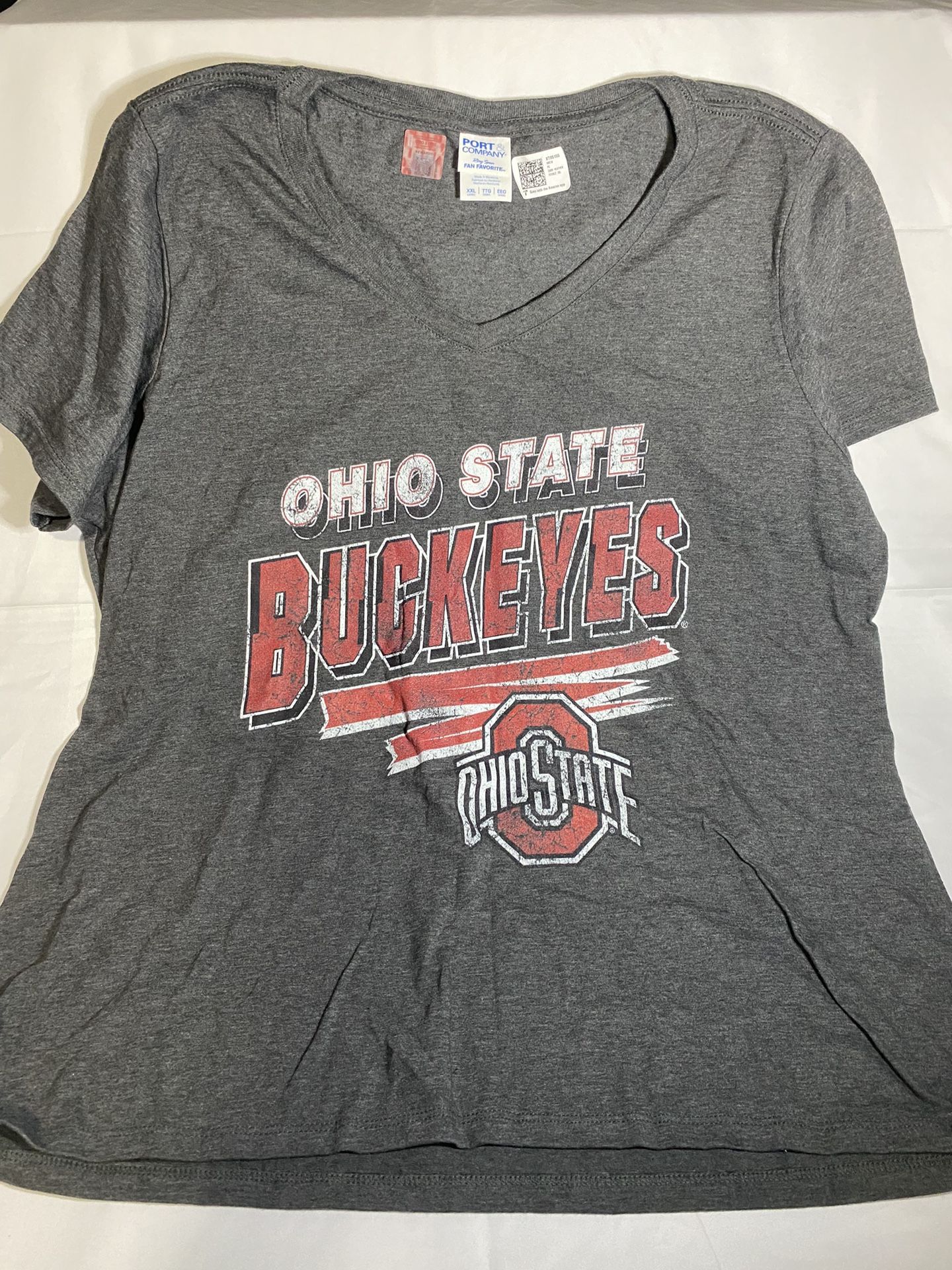 Womens Ohio State Buckeyes Vintage Distress 90's V-Neck T-Shirt 2XL