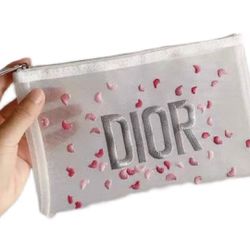 Christian Dior Pink Floral Cosmetic Bag Pouche Makeup Case