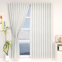 Curtain and Rod Set 84" - Sheer/White