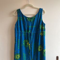 Groovy blue floral vintage maxi dress