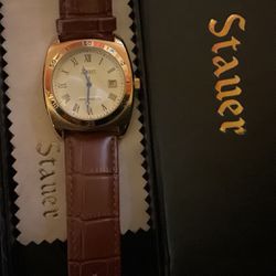 Goldtone 3ATM Water Resistant Watch With Brown Band,By Stauer